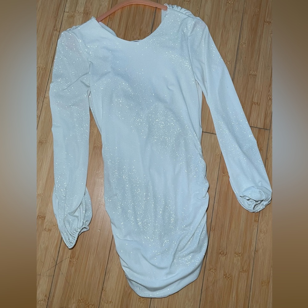 White sparkly mini dress